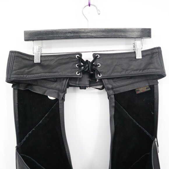 Harley Davidson Leather Motorcycle Chaps Men M Black Edgy Grunge Riding Alt Punk - Picture 5 of 16